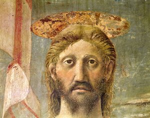 La resurrezione, dettaglio della testa di Cristo